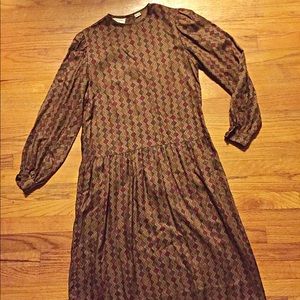 Vintage Drop Waist Long Sleeve Dress